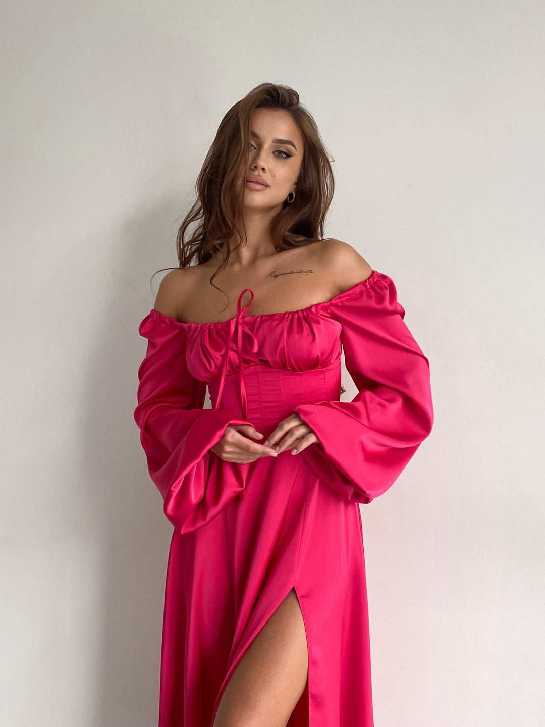 Hot Pink Silk Maxi Dress