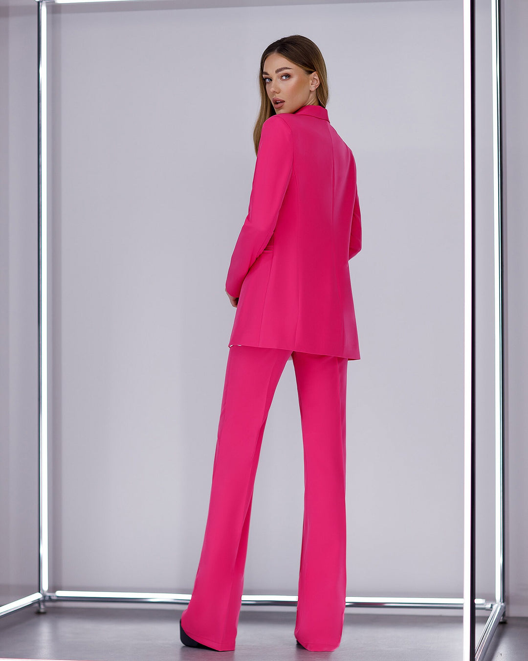 Hot Pink fitted pantsuit for tall women