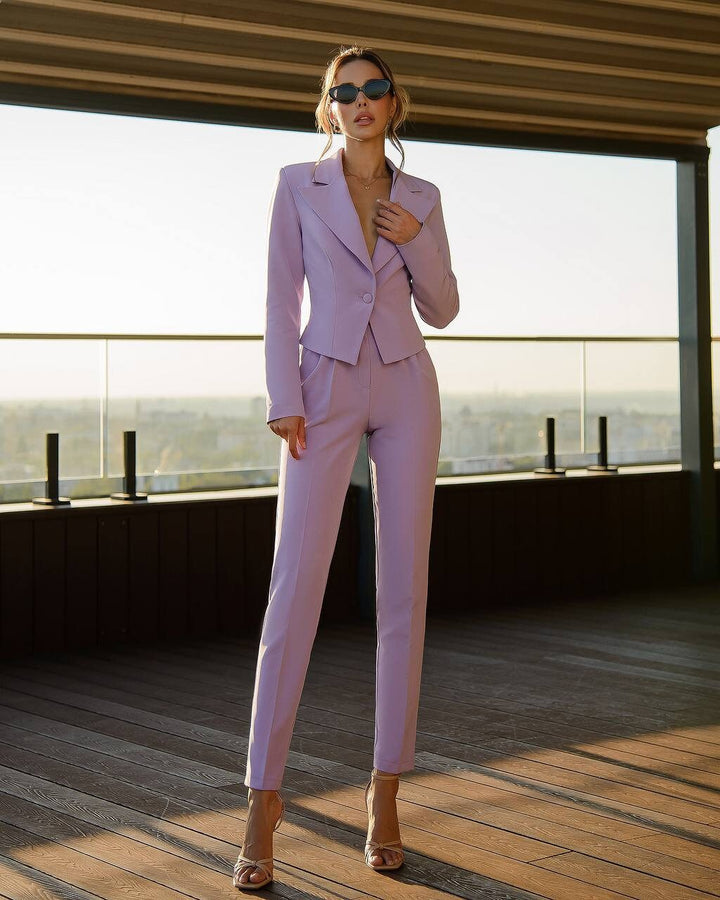 Lavender slim fit blazer trouser suit for women