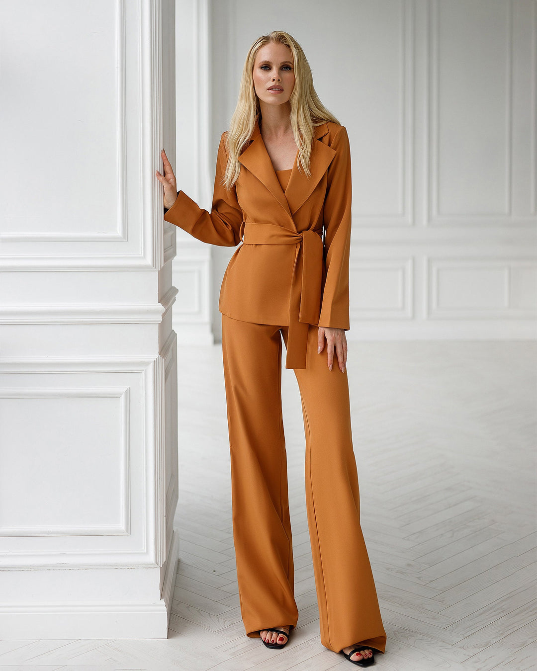 Toffee beige pantsuit for tall