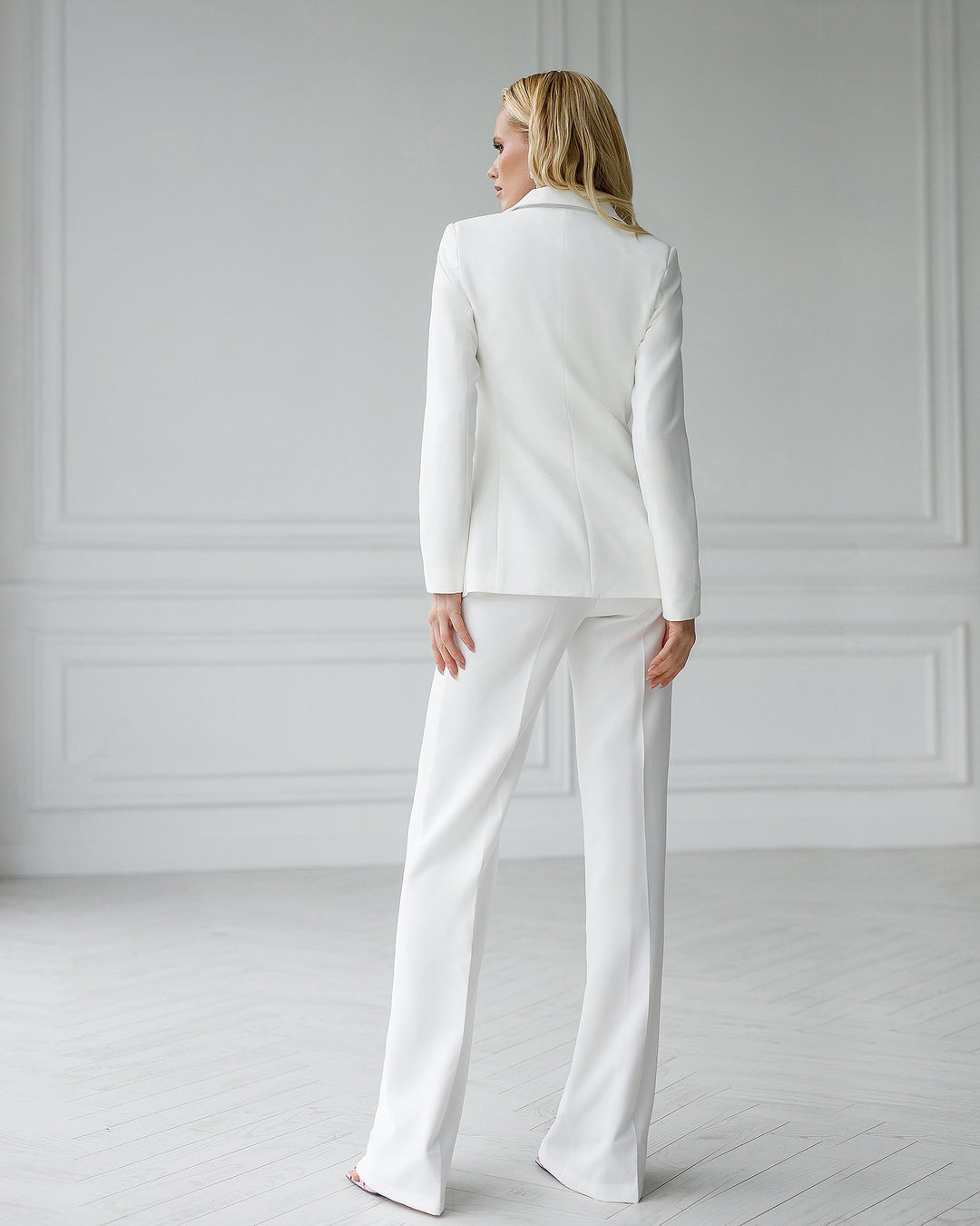 Satin Lapel Collar Pantsuit