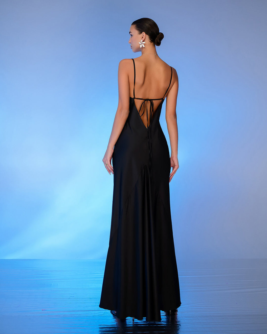 Black Satin Slip Maxi Dress