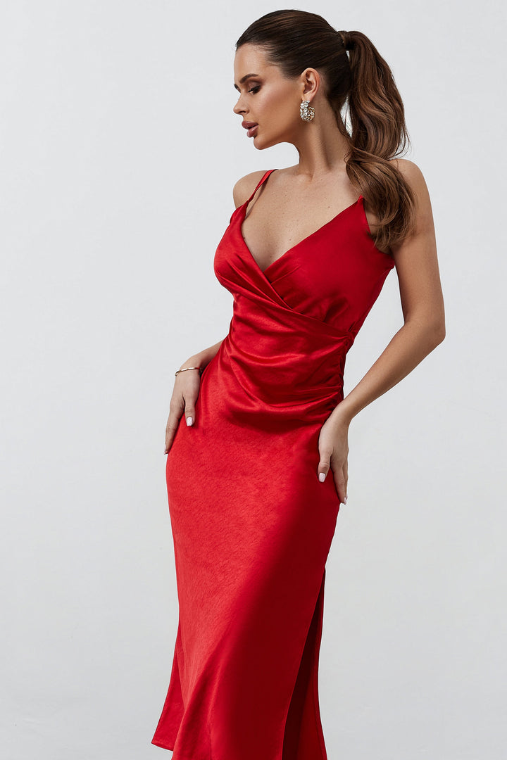 Red Silk Slip Dress