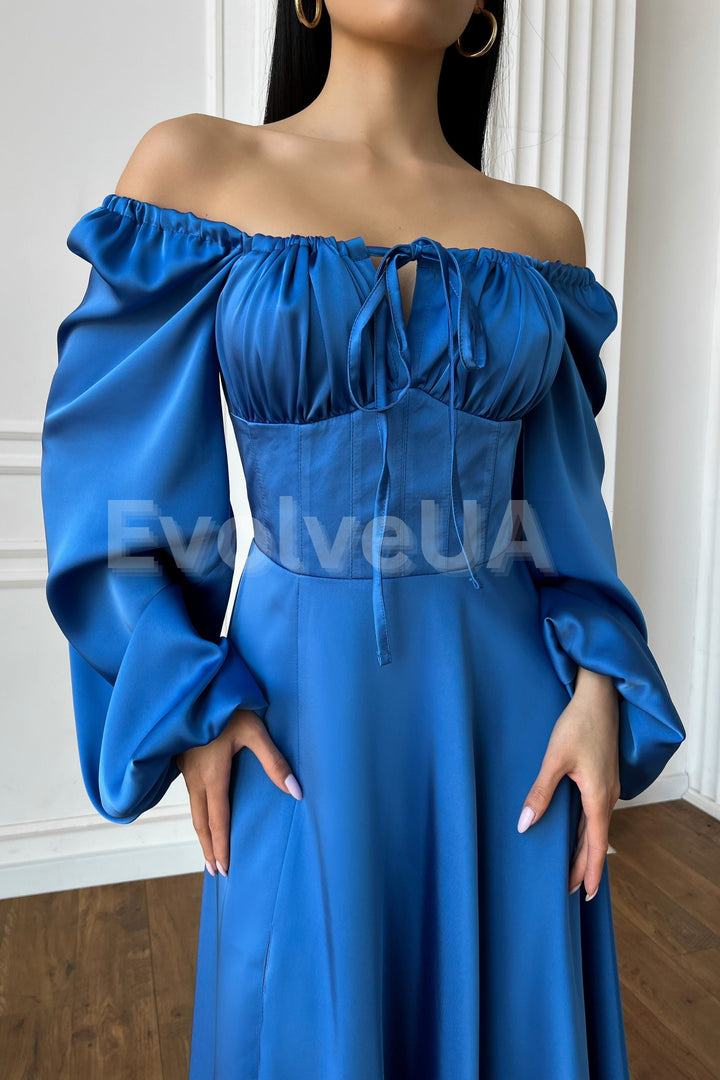 Royal Blue Silk Maxi Dress